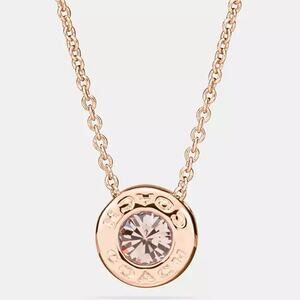 NEW!! Coach Open Circle Stone Necklace Rose Gold